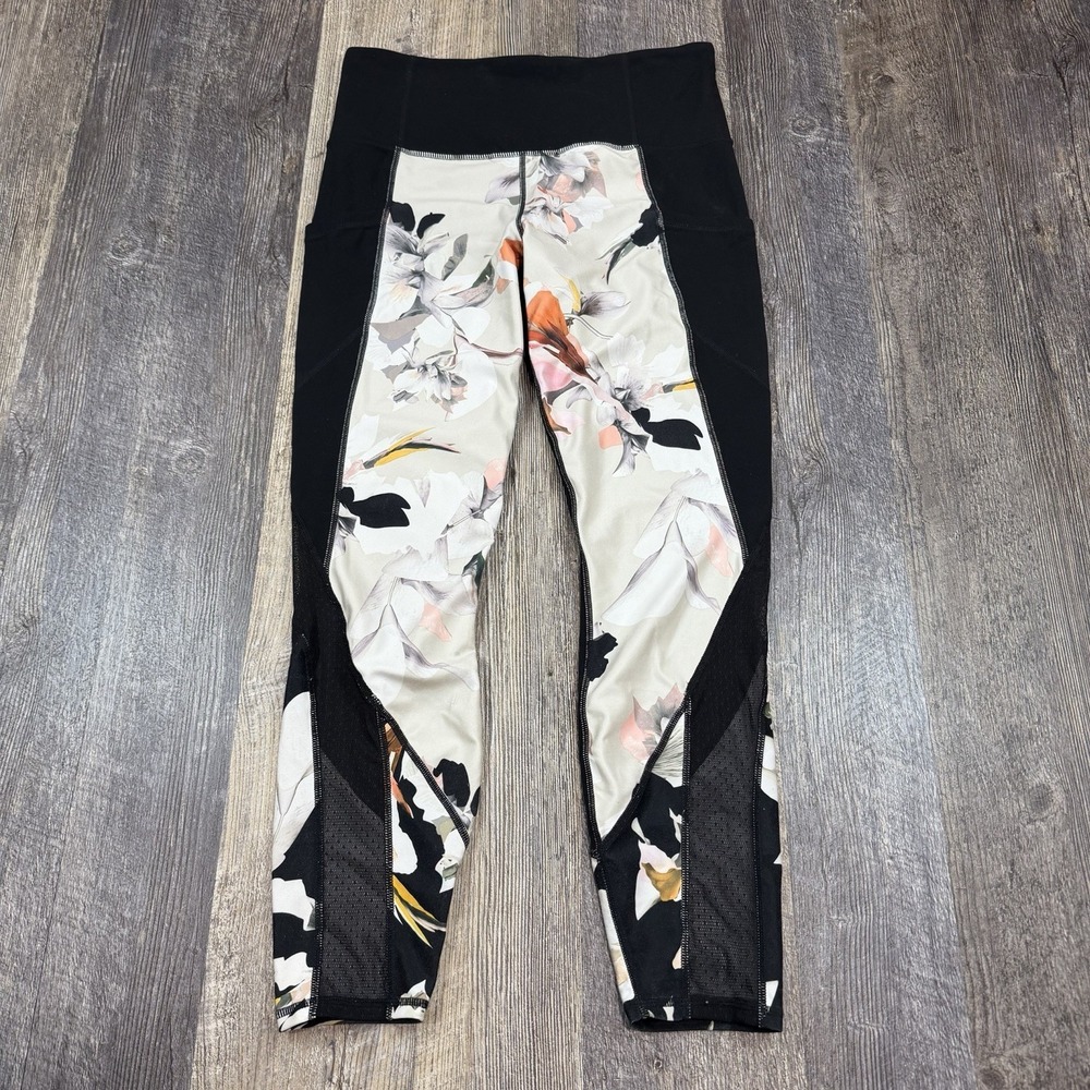 Athleta High Rise Blossom Intuition 7/8 Leggings Floral Black Women's Medium